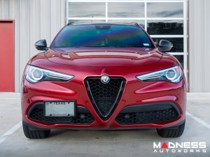 Alfa Romeo Stelvio Front V Shield Grill Frame + Emblem Frame Kit - Carbon Fiber 
